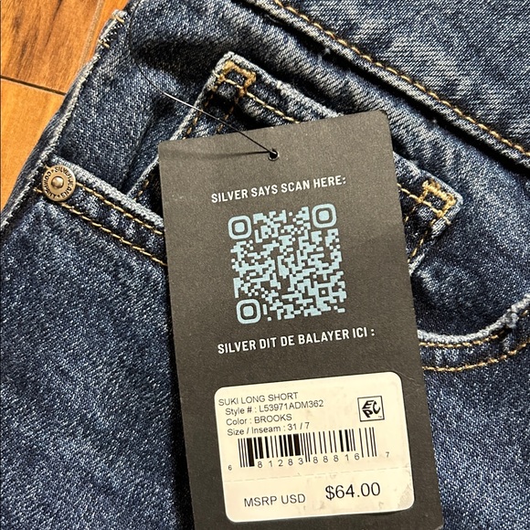 NEW Silver Suki Long Jean Shorts - Picture 2 of 8